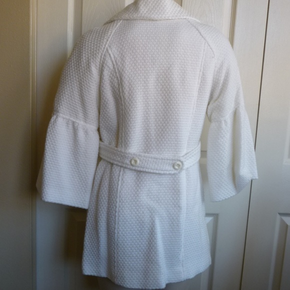 AB Studio Bell Sleeves, White Dress Coat - Picture 2 of 8